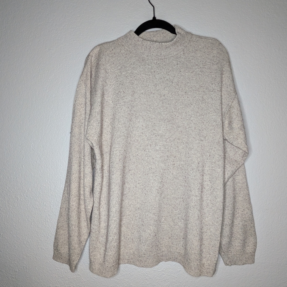 The Territory Ahead Mens Beige Silk Cashmere Academia Mock Neck Sweater L